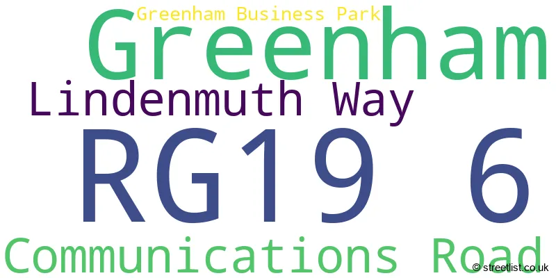 A word cloud for the RG19 6 postcode